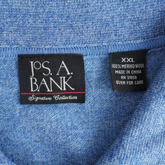 Jos. A. Bank Merino Wool Polo Collar Sweater Signature Pullover Blue Mens Sz XXL - Picture 3 of 9